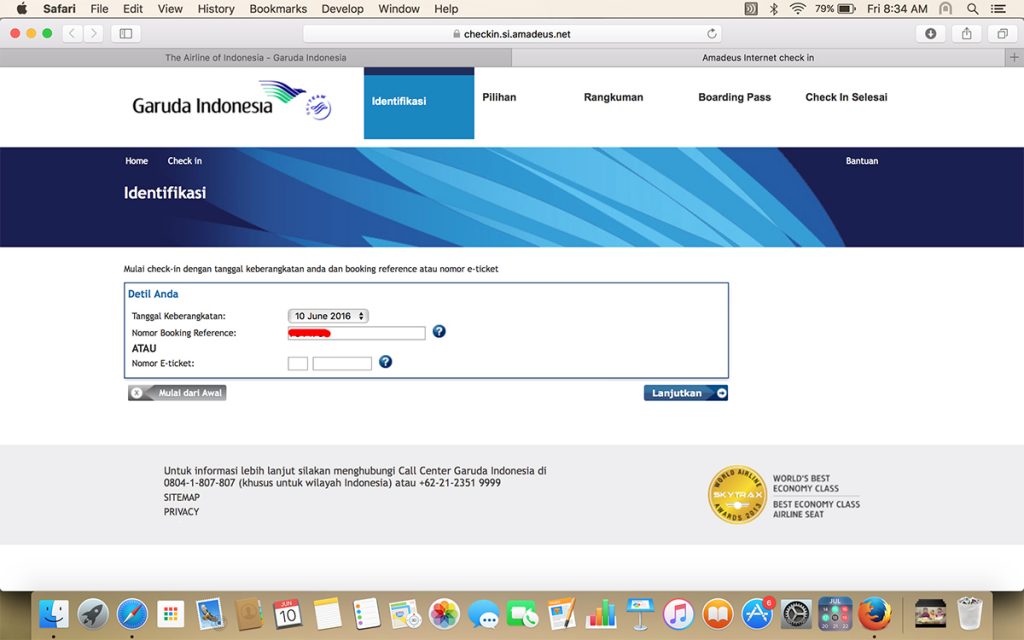 Kode Booking Web Check In Garuda Indonesia