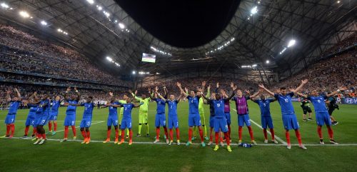 Perayaan pemain Prancis di Stade Velodrome setelah Jerman vs Prancis (Sumber: www.uefa.com)
